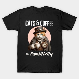 Cats and coffee equals positivity T-Shirt